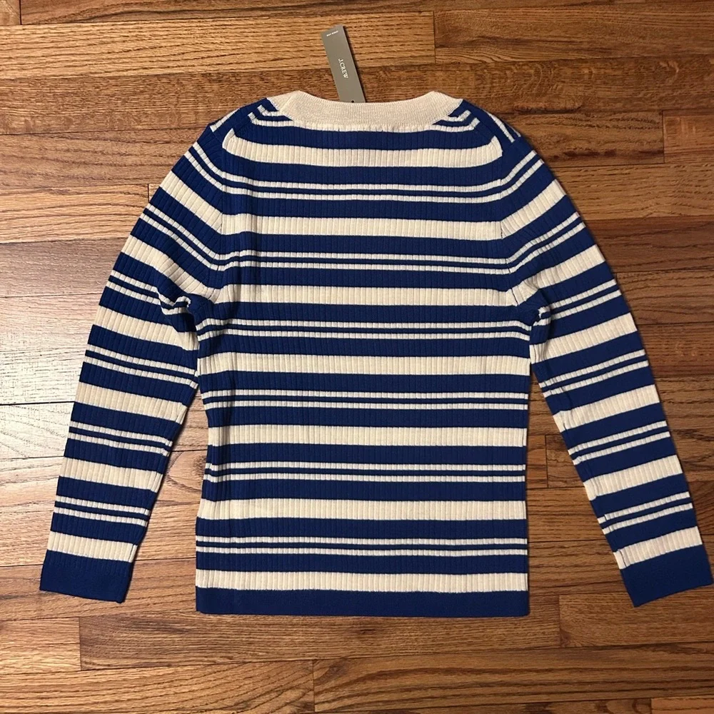 J. Crew Carolyn three-quarter sleeve sweater in striped merino wool - Picture 6 of 10